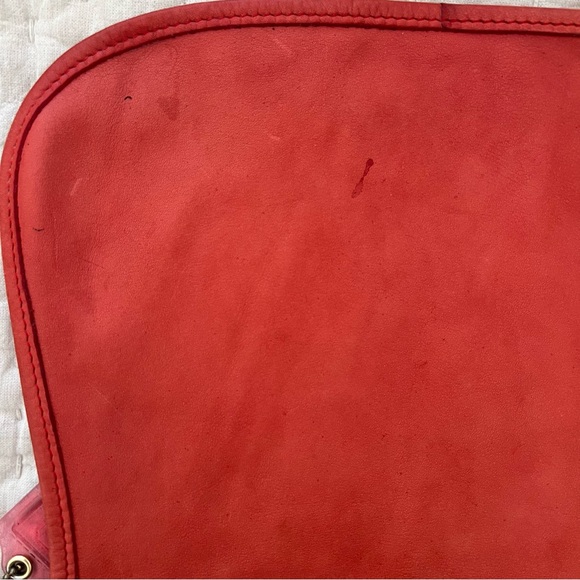COACH Vintage 1980’s Lightweight Flap Drawstring Bag in Coral Red - RARE - Picture 10 of 16